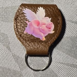 Flying Pig Shopping Cart Coin Keychain